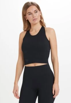 ATHLECIA Medium Support Bustier Sport Bh Flow Dames Zwart -Sportieve Outfit Winkel 0315a4dc97a41a67359571a76b3b7ded