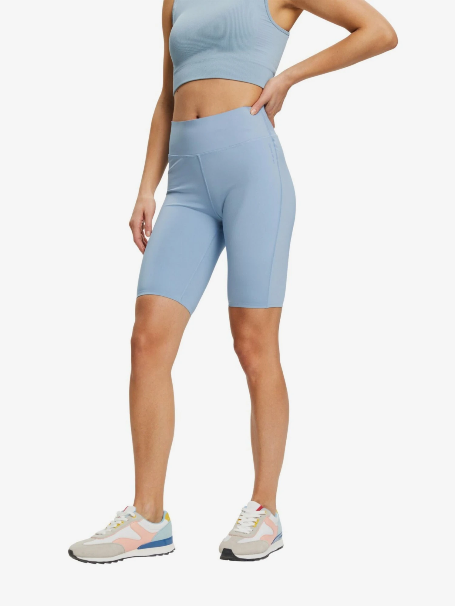 Shorts Skinny Sportbroek Dames Pastelblauw 5 Shorts Skinny Sportbroek Dames Pastelblauw - Afbeelding 3