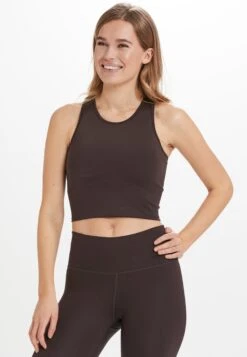 ATHLECIA Medium Support Bustier Sport Bh Franz Dames Chocoladebruin -Sportieve Outfit Winkel 47799597954177faa58c3569f5f69330