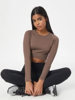 Aim'n Longsleeves Functioneel Shirt Dames Chocoladebruin -Sportieve Outfit Winkel 5838781ae68909e9f72285efc7a74d19