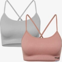 Hummel Low Support Bustier Sport Bh Juno Dames Lichtgrijs / Lichtroze