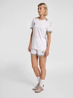 Hummel Shorts Regular Sportbroek Lead Dames Lichtgrijs / Wit -Sportieve Outfit Winkel a811dc0af9afc833120af9f43c78467b