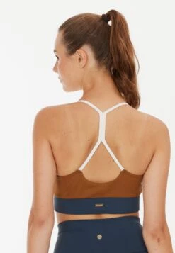 ATHLECIA Medium Support Bustier Sport Bh Sukey Dames Bruin / Wit -Sportieve Outfit Winkel e55a59ec47b738c0265bb1e7b846f3aa